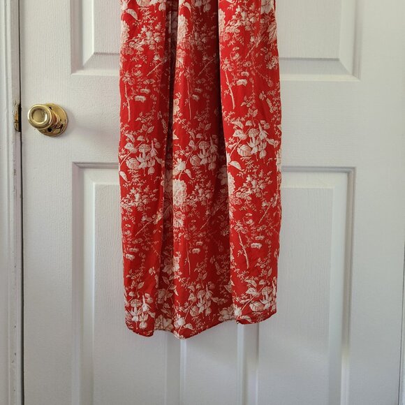 Lucky Brand Silk Red Floral Midi High Low Sun Dress Summer Dress - Size S - Picture 9 of 11